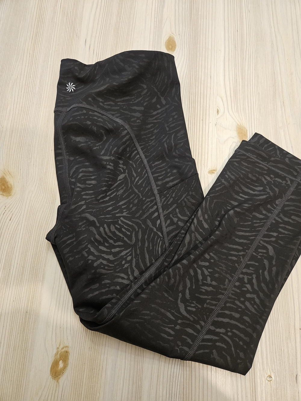 Athleta Black Subtle Zebra-Print Leggings